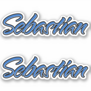 Sebastian Name Blue Autocollant Sticker Stickerset
