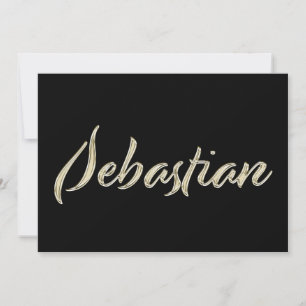 Sebastian Nom or blanc Carte calligraphiée