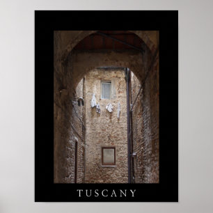 Séchage du linge en Toscane affiche noire