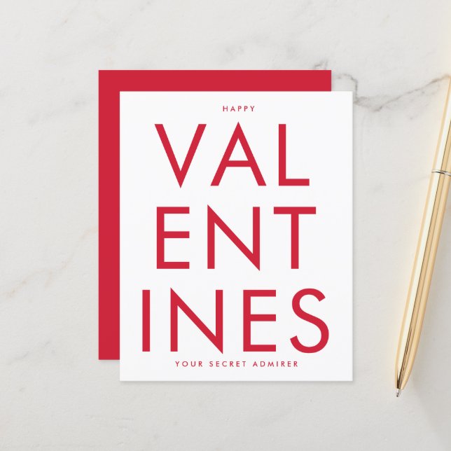 Secret Admirer RED WHITE FUN HEART personnalisé HA (Devant/Arrière en situation)