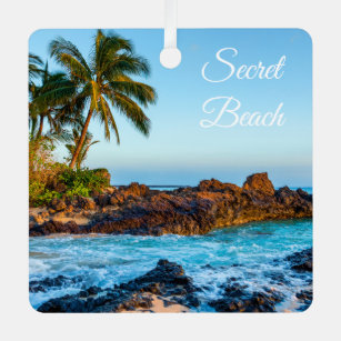 Secret Beach, Maui, Ornement en métal Carré