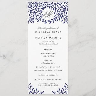 Secret Garden Wedding Programmes - Marine