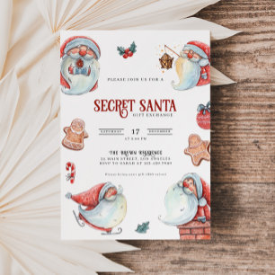 Secret Père Noël échange cadeau Invitation de fête