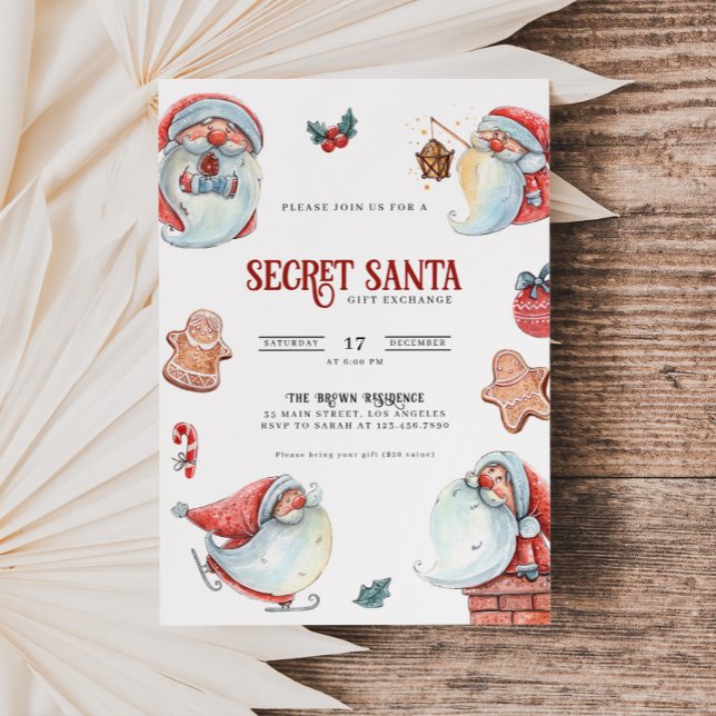Secret Père Noël échange cadeau Invitation de fête (Créateur téléchargé)