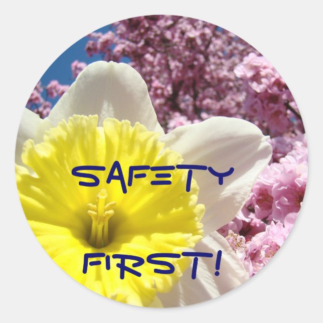 Sécurité d'abord! autocollants Fleurs colorées bri (Devant)