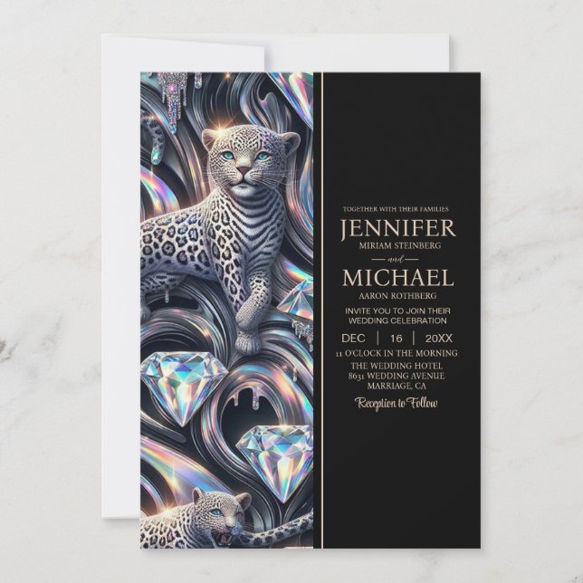 SEE BACK All-In-One Exotic Posh Wedding Invitation (Devant)