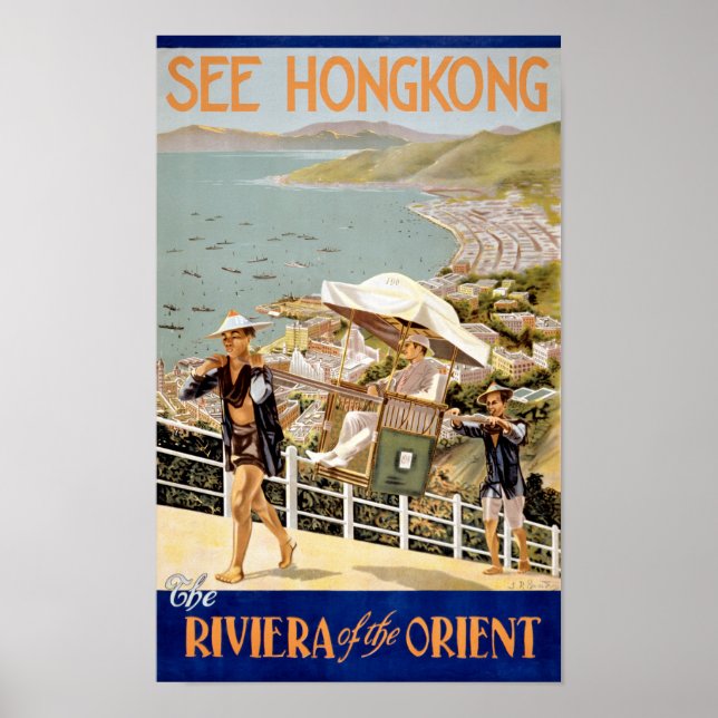 See Hong Kong Vintage Travel Poster Restored (Devant)
