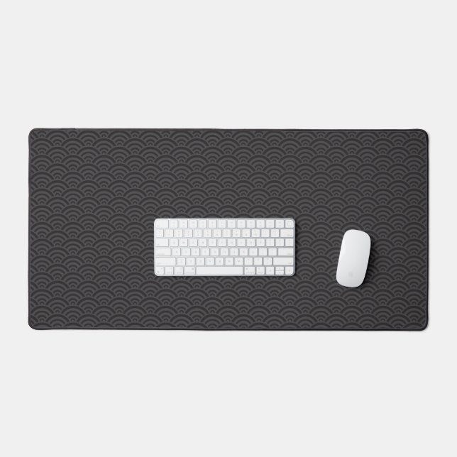 Seigaiha Black | Mat de bureau (Clavier et souris)