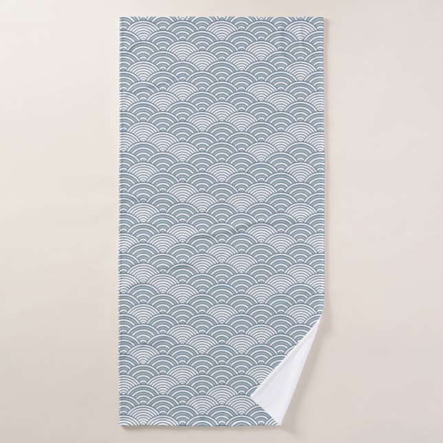 Seigaiha Ocean Waves Japonais Motif bleu (Serviette de bain)