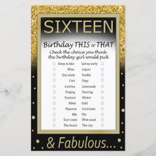 Seize Anniversaire Ce ou ce jeu