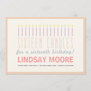 Seize bougies Invitation d'anniversaire