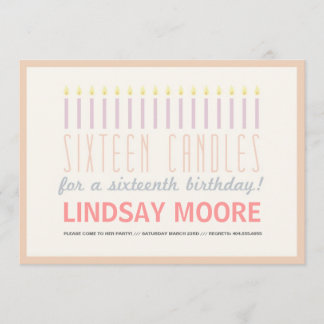 Seize bougies Invitation d'anniversaire