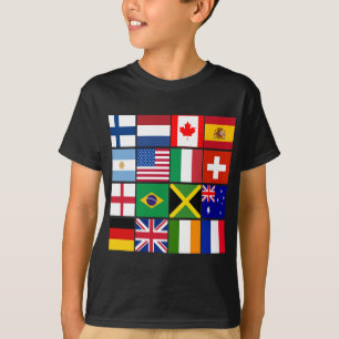 Seize drapeaux de beaucoup de T-shirts de nations,