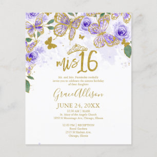 Seize Papillon Budget Invitation Bilingue