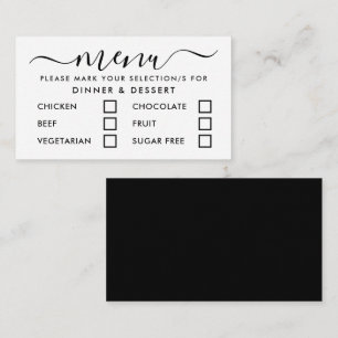 Sélection de menu simple noir et blanc moderne