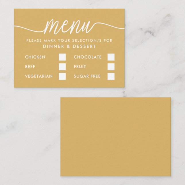 Sélection de menu simple or et blanc moderne (Devant / Derrière)