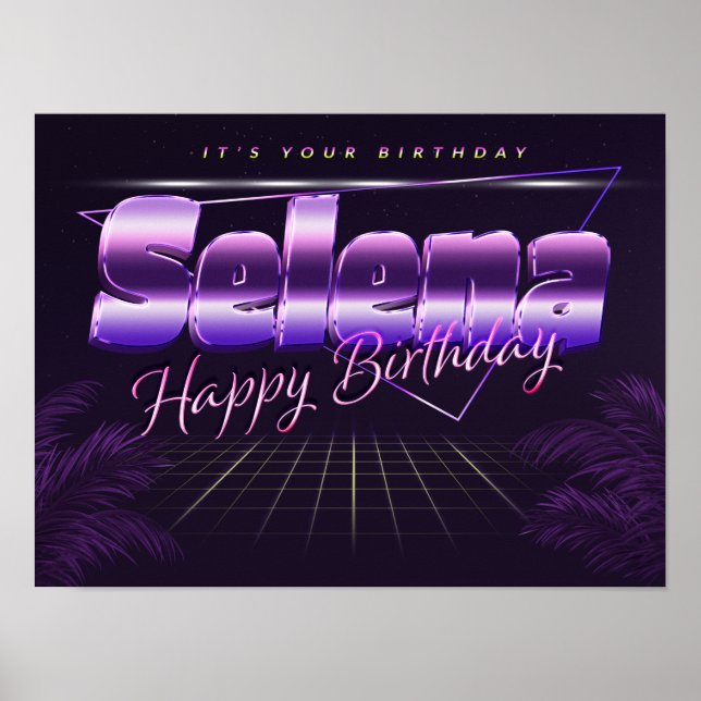 Selena Nom Vorname lila retro Poster Geburtstag (Devant)
