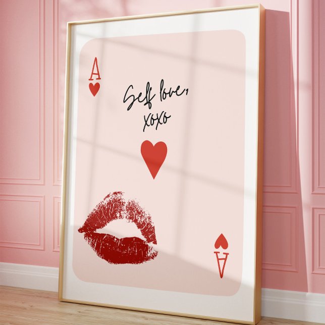 Self Love Ace of Hearts Pink Aesthetic Wall Poster (Créateur téléchargé)