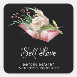 Self Love Intention Crystal Candle Étiquettes