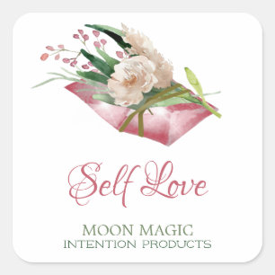 Self Love Intention Crystal Candle Étiquettes