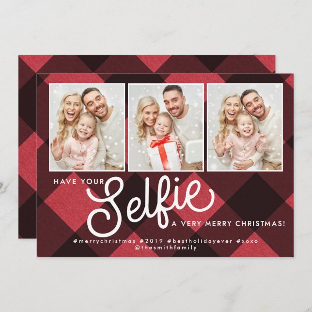 Selfie Carte de Noël, Selfie Carte de vacances, Se (Devant / Derrière)