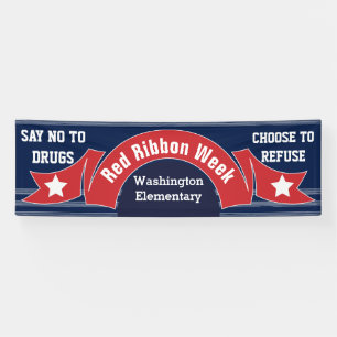 Semaine du ruban rouge - Bannière sans drogue Bleu