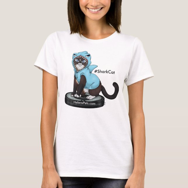 Semaine heureuse de requin de T-shirt de chat de (Devant)