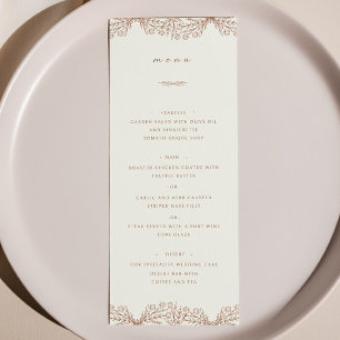 Semi Floral Beige Terracotta Mariage Menu Dîner