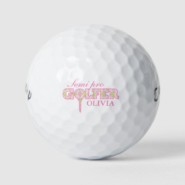 Semi pro golfer rose plaid balles de golf personna (Devant)