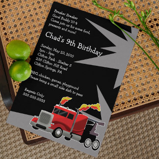 SEMI TRUCK Hot Rod Boys Invitation Anniversaire