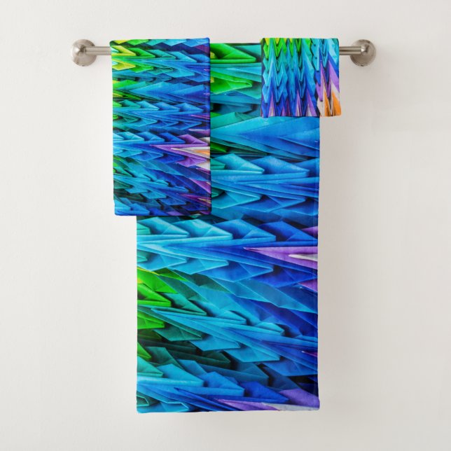 Senbazuru ou mille grues origami bain towe (En situation)