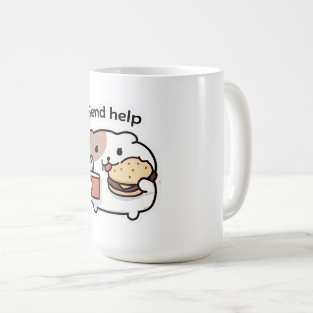 Send Help Funny Coffee Mug – Relatable Stress Meme (Devant droit)