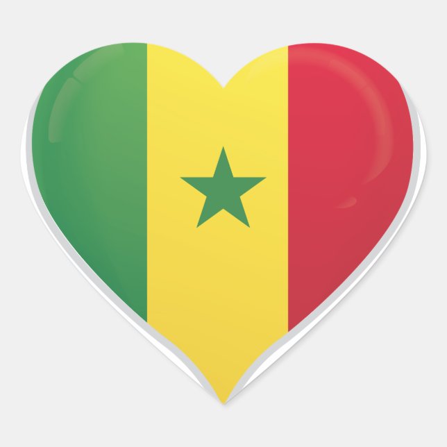 Sénégal amour drapeau orgueil autocollant coeur (Devant)