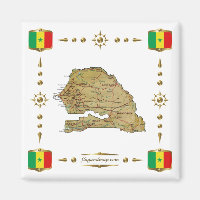 Senegal Map + Flags Magnet