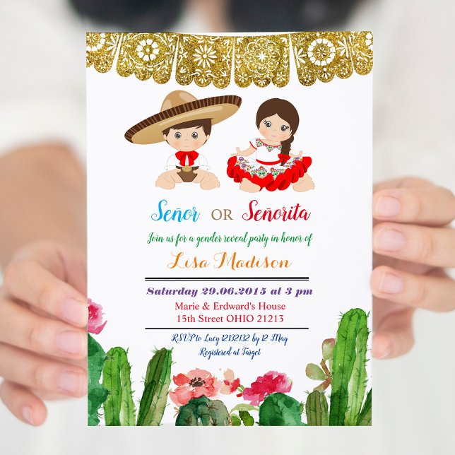 Señor Or Señorita Genre révéler invitation Fiesta (Créateur téléchargé)
