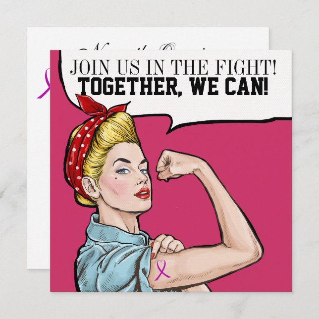 Sensibilisation au cancer - Invitation au ruban ro (Devant / Derrière)