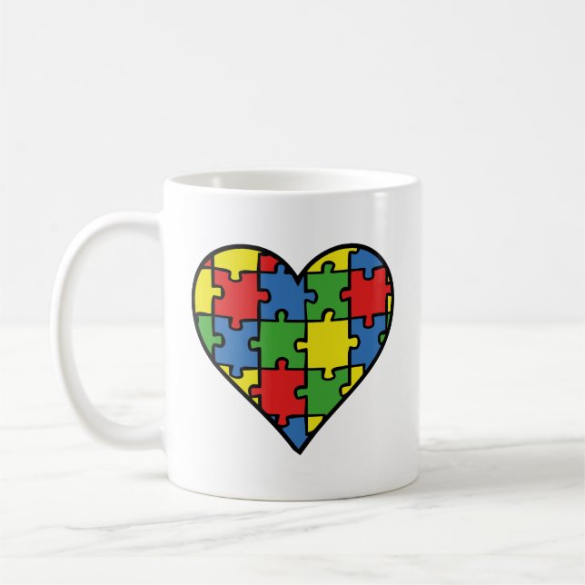 Sensibilisation sur l'autisme Coeur café Mug (Gauche)