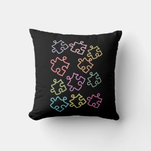 Sensibilisation sur l'autisme Coussin Neon Puzzle