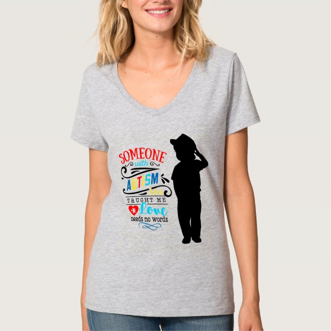Sensibilisation sur l'autisme - T-shirt à col V de (Devant)