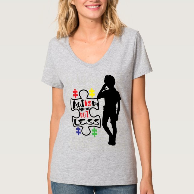Sensibilisation sur l'autisme - T-shirt à col V de (Devant)