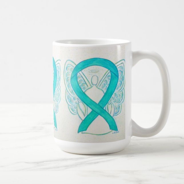 Sensibilisation turquoise Ruban Angel Art Mug (Droite)