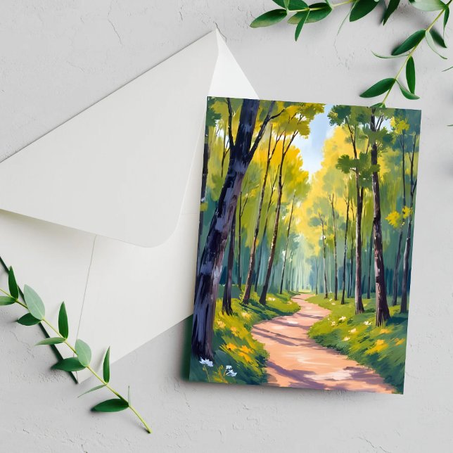 Sentier de printemps | Carte de nature à l'aquarel (Créateur téléchargé)