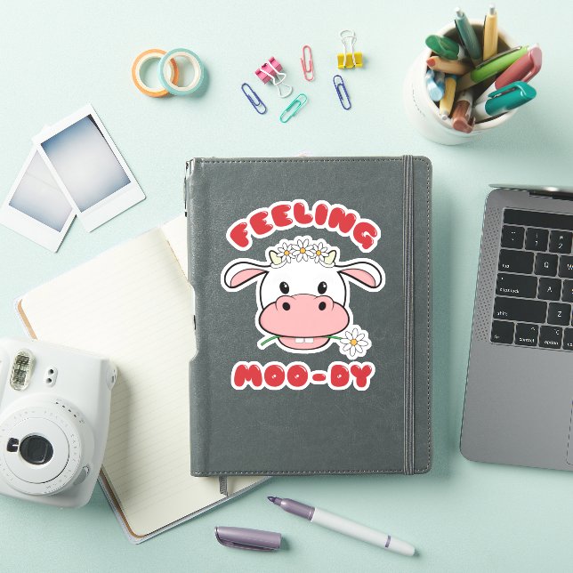 Sentiment Moo-dy | Autocollant de citation de vach (Couverture iPad)