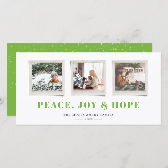 Sentiments gais Snapshot Green Holiday Card (Devant / Derrière)