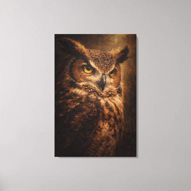 Sentinel du Soir | Art de Hibou | Toile Étirée (Recto)
