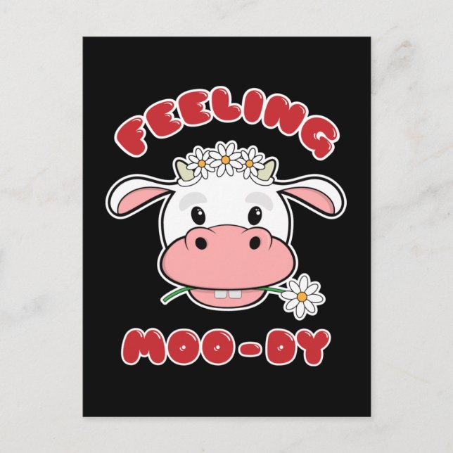 Sentir Moo-dy | Carte postale Citation Vache Carto (Devant)