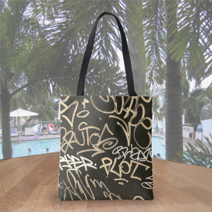 Sepia & Black Urban Graffiti Style Sac fourre-tout