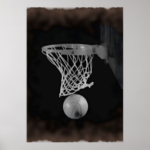 Sepia Brownish Tones Basketball Poster
