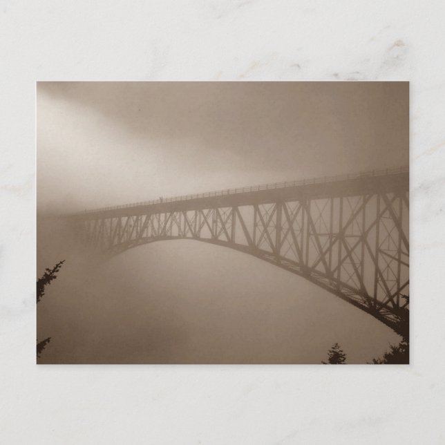 Sepia Carte Postale Bridge Disapts Mist Voyage (Devant)
