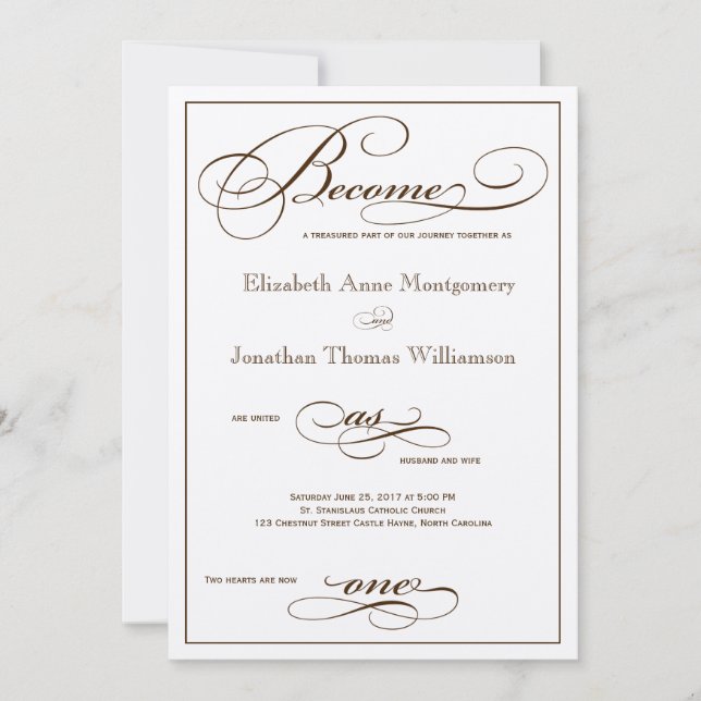 Sepia Devenir un Faire-part de mariage de script u (Devant)